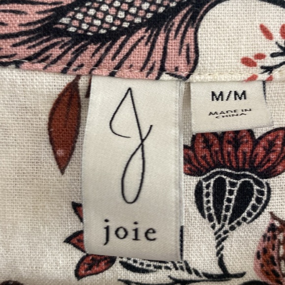 Joie women’s M floral print button down linen blend top - Picture 2 of 5